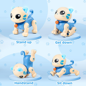ربات اسباب بازی گربه موزیکال کنترلی آبی Robot Cat Toy for Kids, Remote Control Kitty Toys_اسباب بازی